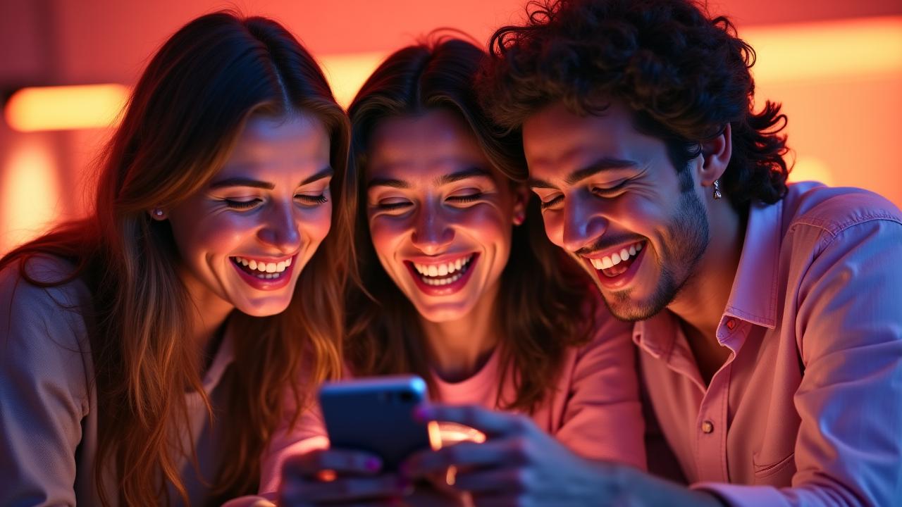 Giovani creator che guardano video virali insieme in stile moderno italiano