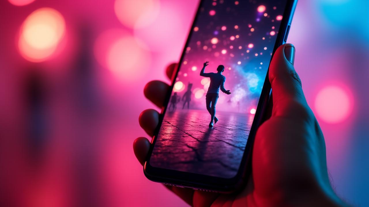 Interfaccia smartphone moderna con video verticale fluido